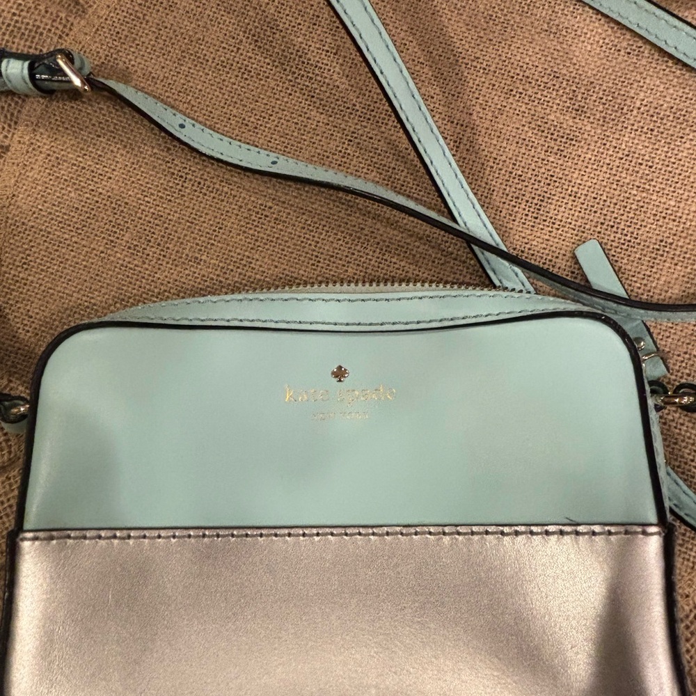 Kate Spade Two-Tone Metallic Silver & Blue Crossbody Bag
